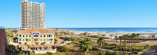 a view of a building with lake view