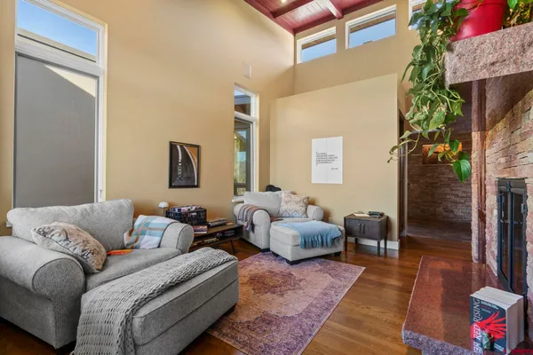 a living room with furniture and a couch