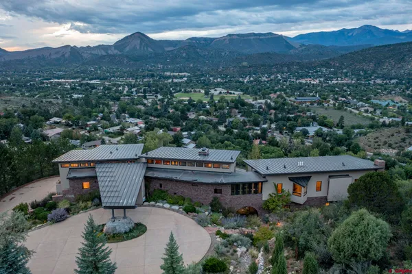 an aerial view of a house