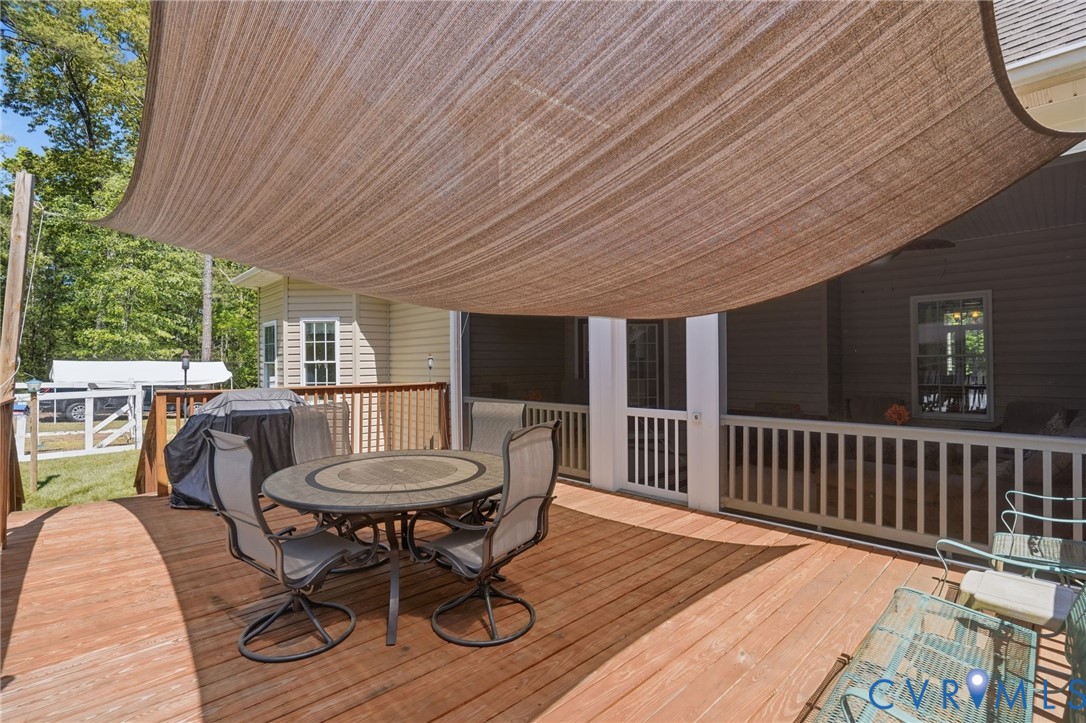 3600 Market Road Mechanicsville, VA 23111 - Photo 51 of 67 a view of a patio with table and chairs with wooden floor and fence