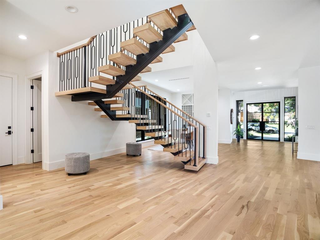 4010 Sperry Street Dallas, TX 75214 - Photo 14 of 40 Staircase featuring recessed lighting and wood finished floors