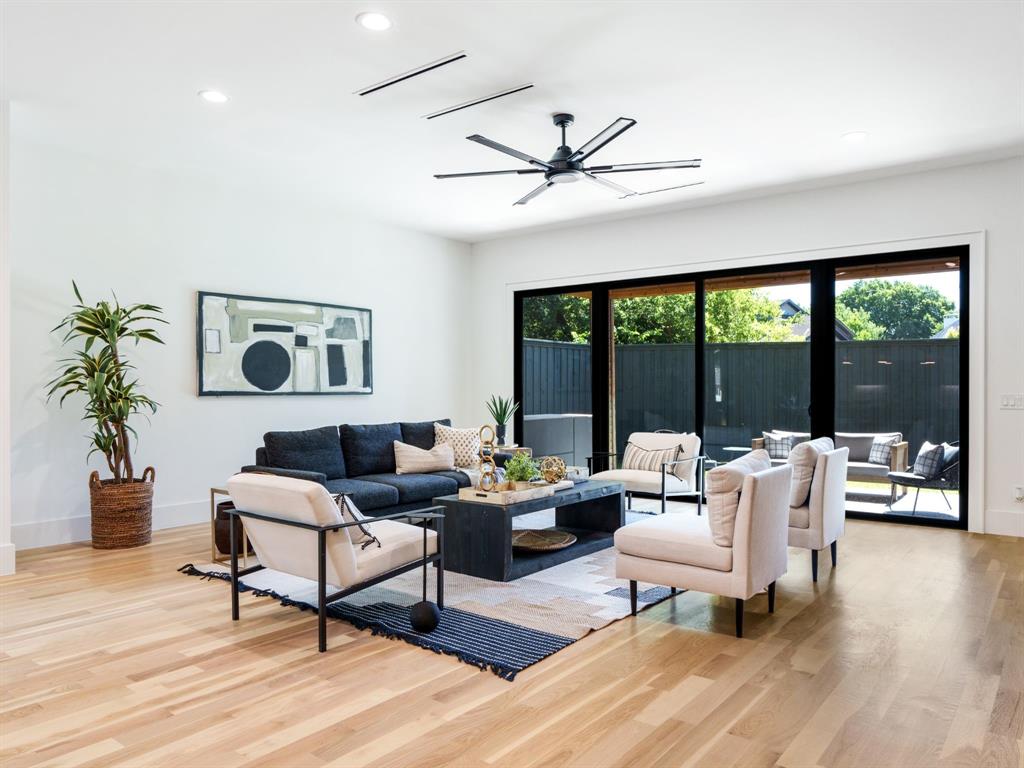 4010 Sperry Street Dallas, TX 75214 - Photo 5 of 40 Living room featuring light wood-style floors, recessed lighting, and ceiling fan