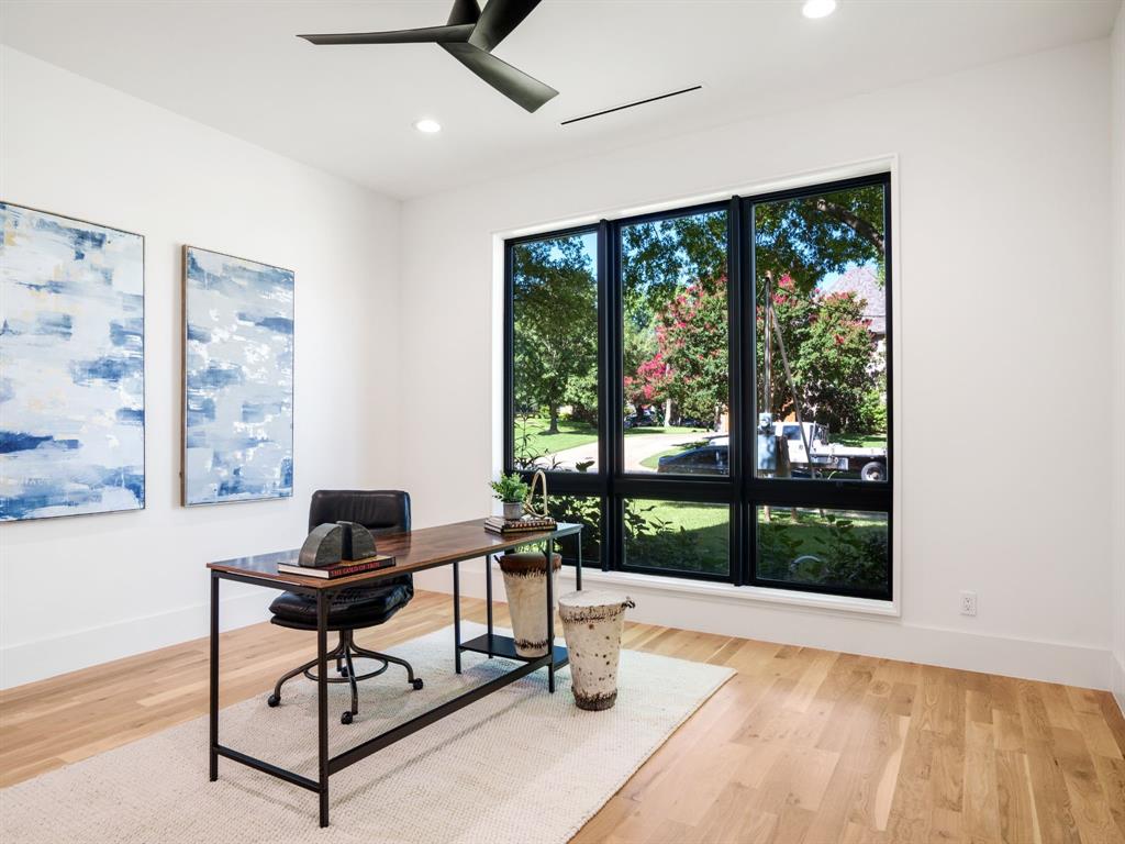 4010 Sperry Street Dallas, TX 75214 - Photo 10 of 40 Office area featuring light wood finished floors, ceiling fan, and recessed lighting