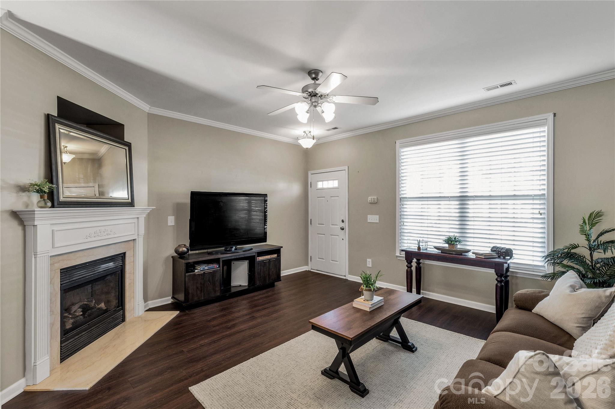 960 Copperstone Lane Fort Mill, SC 29708 - Photo 6 of 29 a living room with furniture flat screen tv and a fireplace