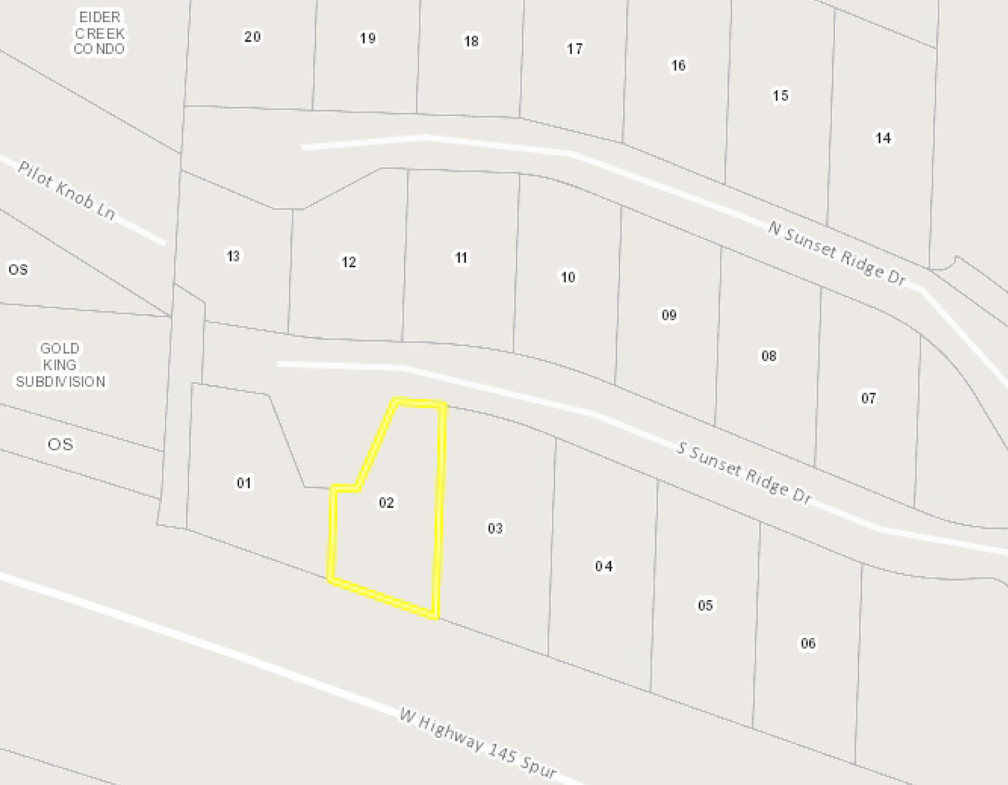2 South Sunset Ridge Drive Telluride, CO 81435 - Photo 2 of 6 Sunset Ridge Subdivision Map