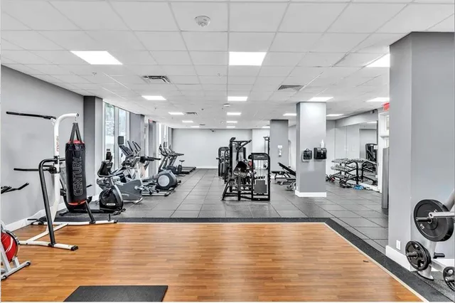 a view of a room with gym equipment