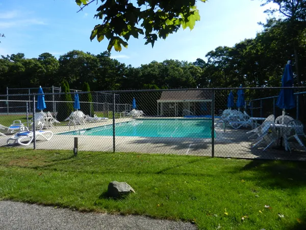 a garden view with a slide