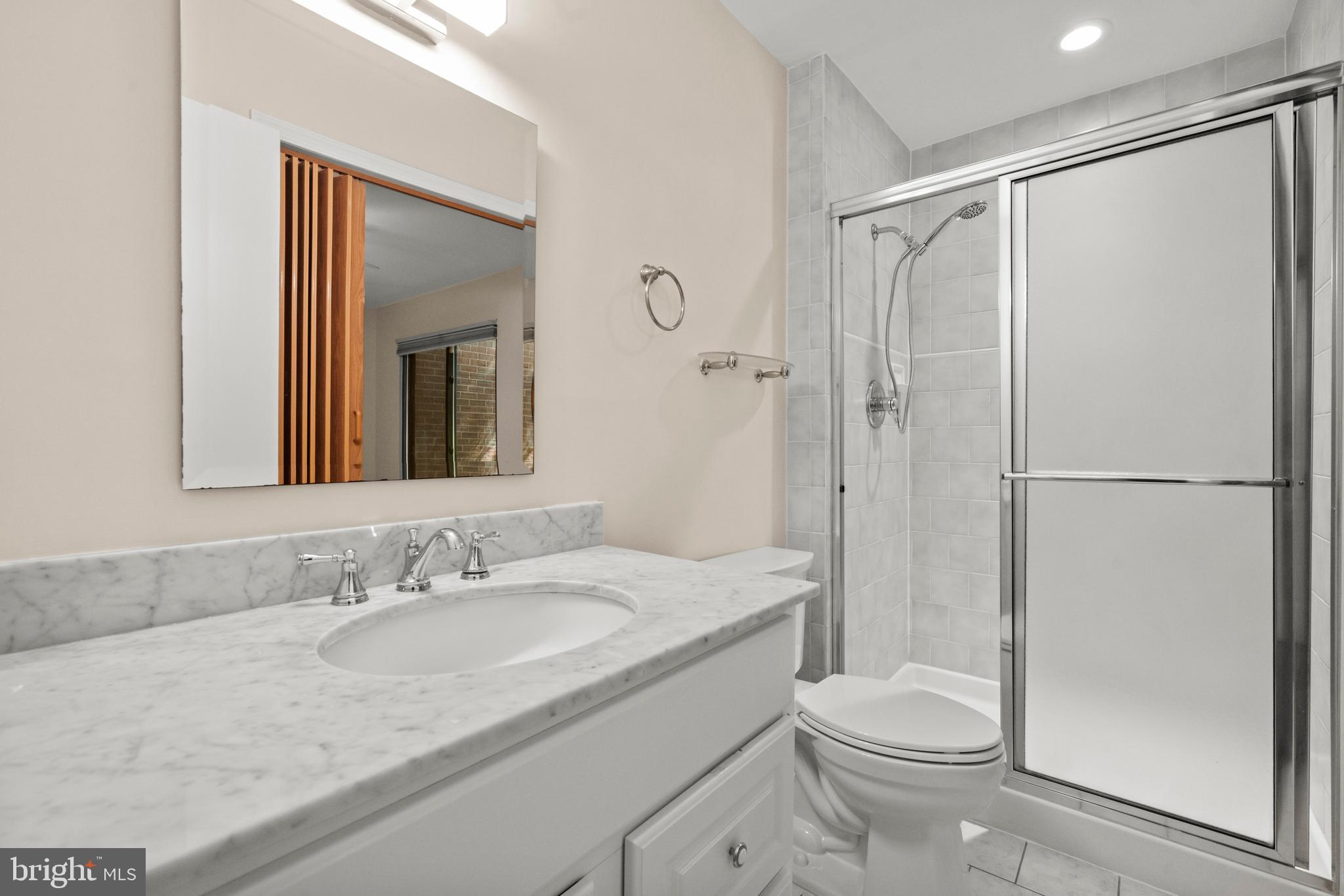 1413 Green Run Lane Reston, VA 20190 - Photo 19 of 50 a bathroom with a granite countertop sink toilet and shower