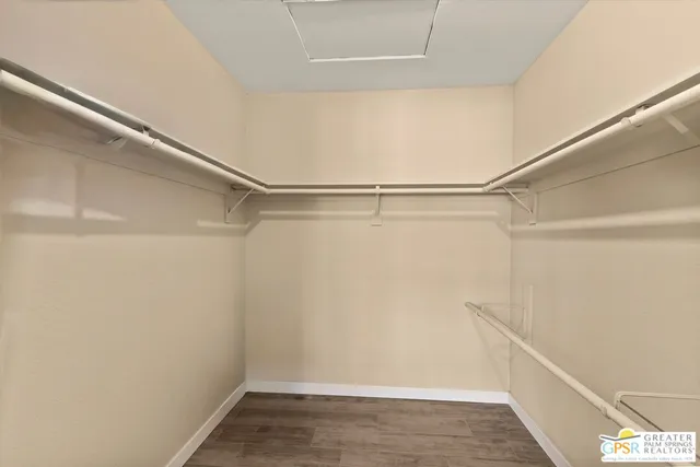 a view of an empty walk in closet