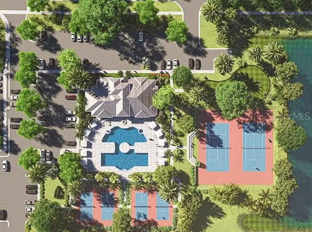 an aerial view of a house