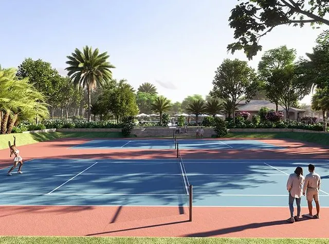 a view of a swimming pool and a yard