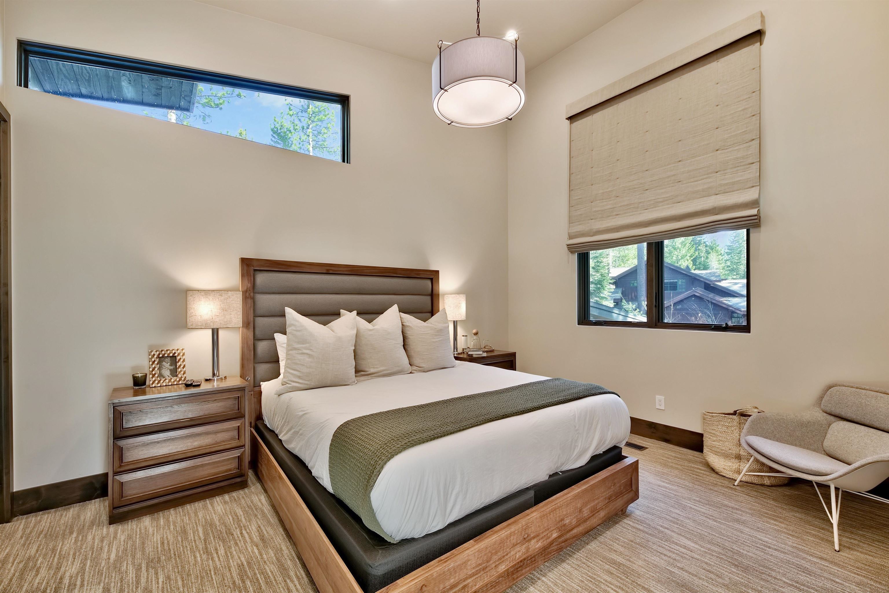 608 Ej Brickell Truckee, CA 96161 - Photo 12 of 20 a bedroom with a bed wooden floor and a lamp on dresser