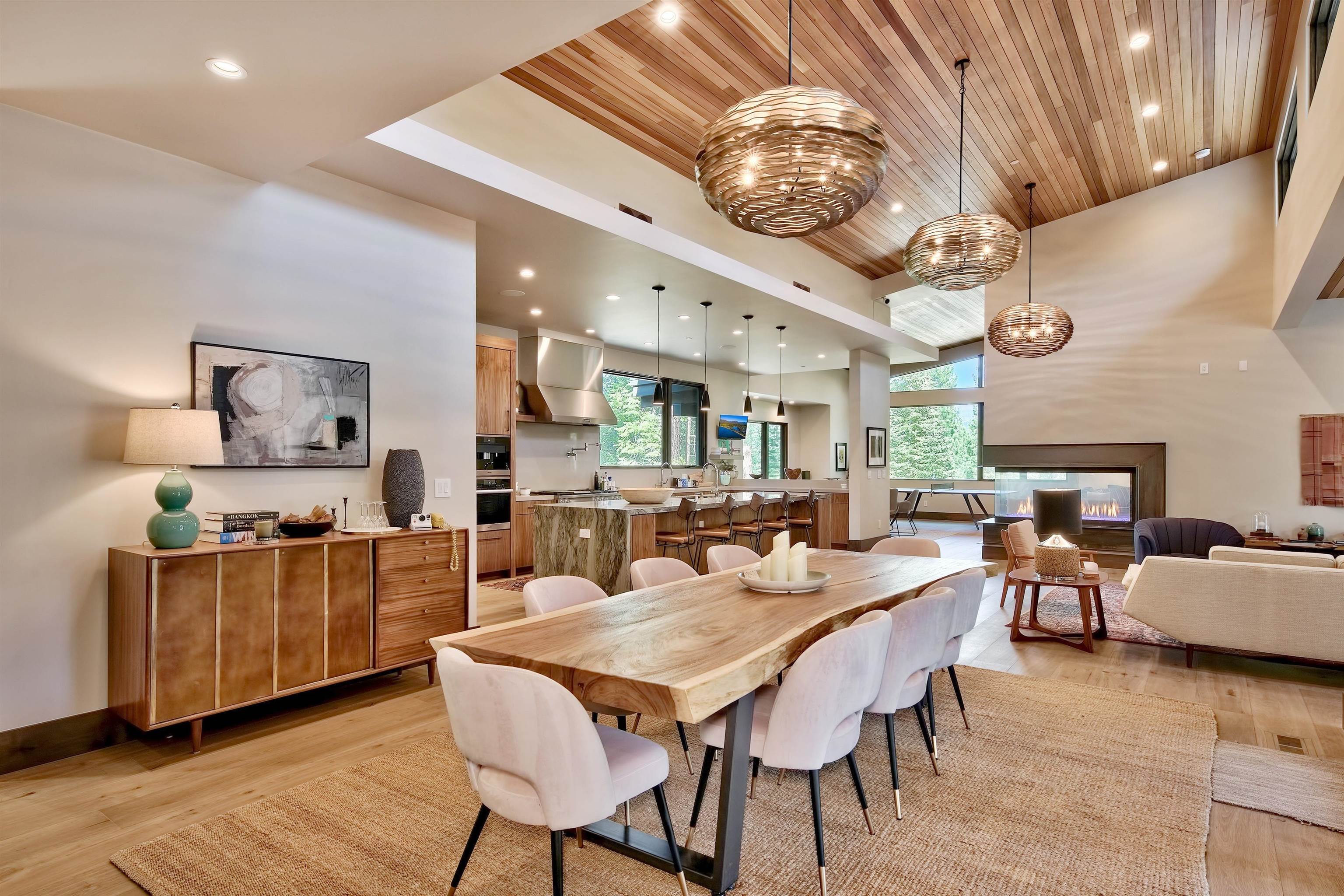 608 Ej Brickell Truckee, CA 96161 - Photo 6 of 20 a view of a dining room with furniture a chandelier and wooden floor