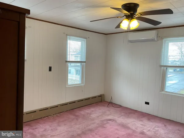 a view of a small space with a window