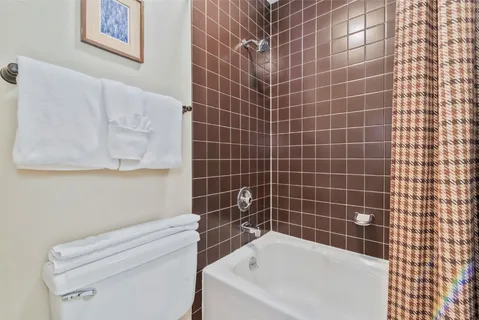 a bathroom with a white bath tub and a shower