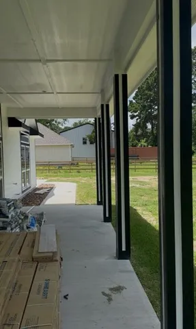 a view of a swimming pool and outdoor space