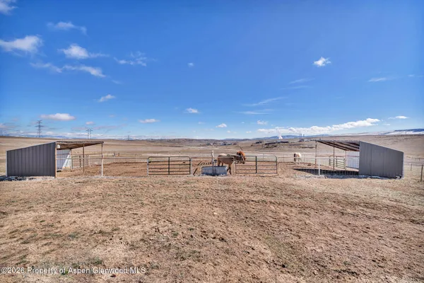 a view of backyard with garage