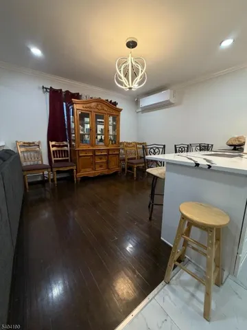 a table and chairs in a room