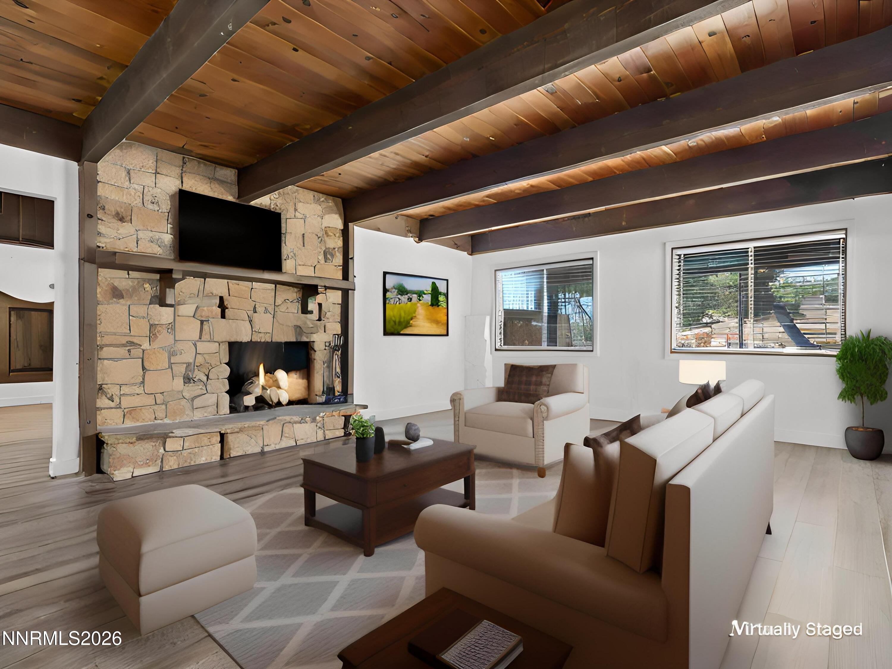 20449 Temelec Way Reno, NV 89521 - Photo 41 of 65 a living room with fireplace furniture and a flat screen tv