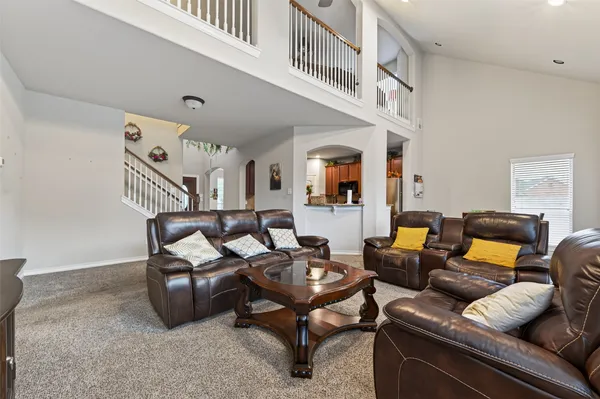 a living room with furniture