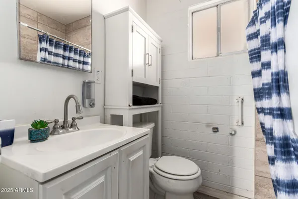 a bathroom with a sink a toilet and a shower