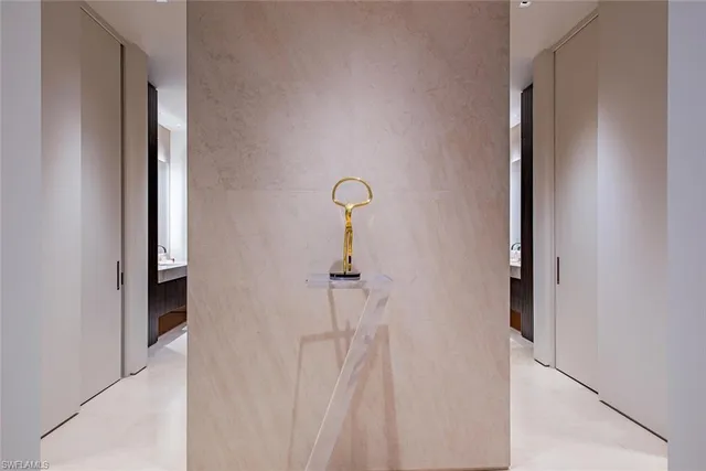 a living room with couch and a table