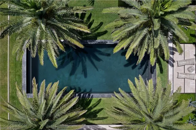 a view of outdoor space with a garden and trees