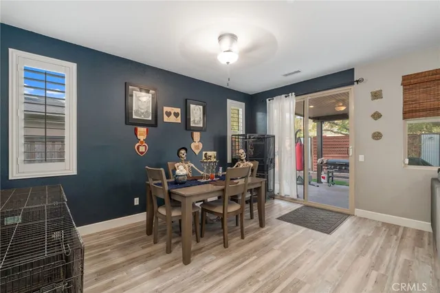 a workspace with wooden floor