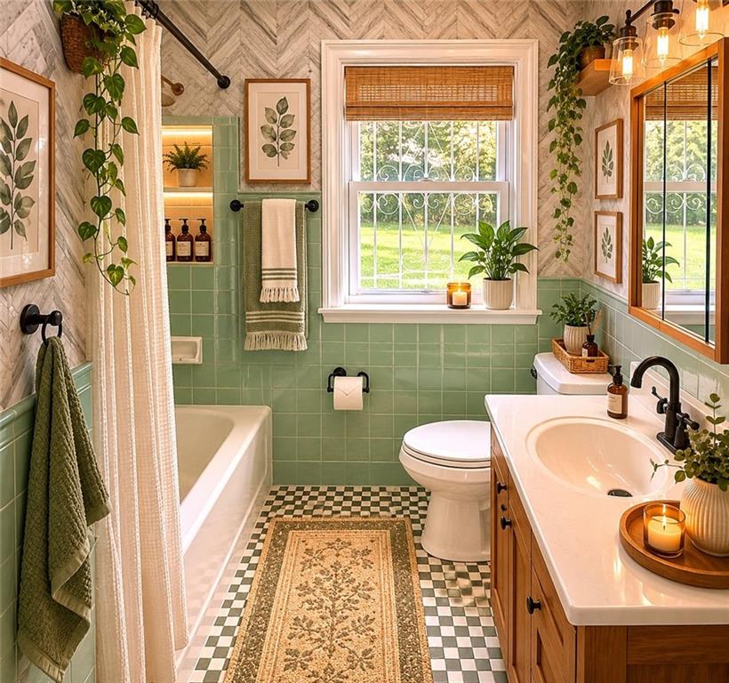 1189 Rock Cut Road Forest Park, GA 30297 - Photo 8 of 23 a bathroom with a sink a toilet and a mirror
