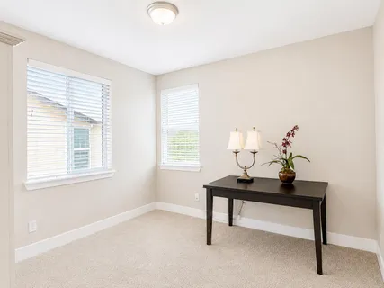 a view of a room with a window and a potted plant
