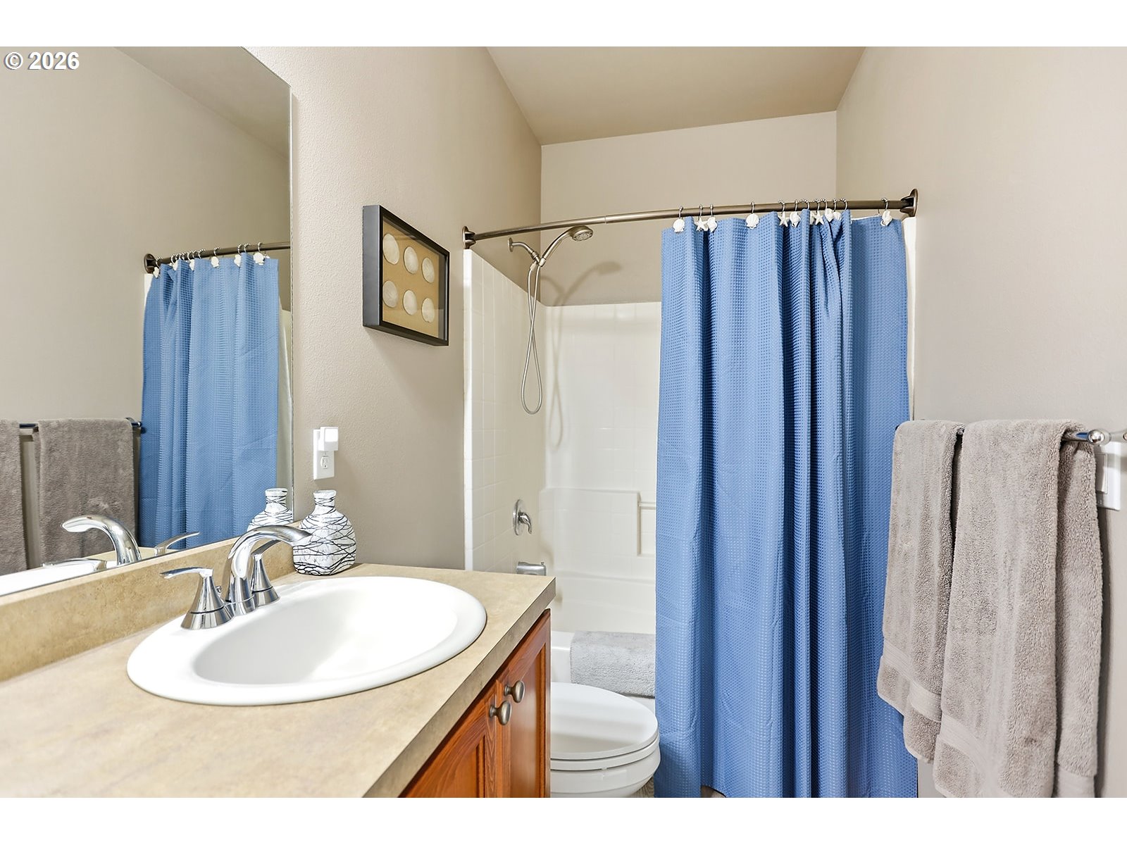 206 Old Mountain Road Goldendale, WA 98620 - Photo 23 of 46 a bathroom with a sink vanity and a mirror