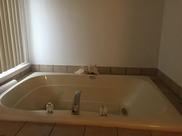 a bathroom with a bathtub
