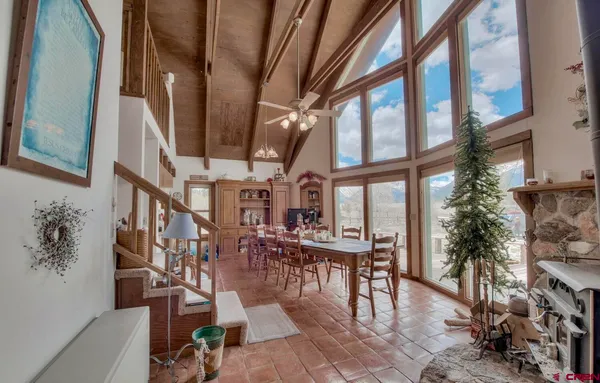 a view of a patio with a yard