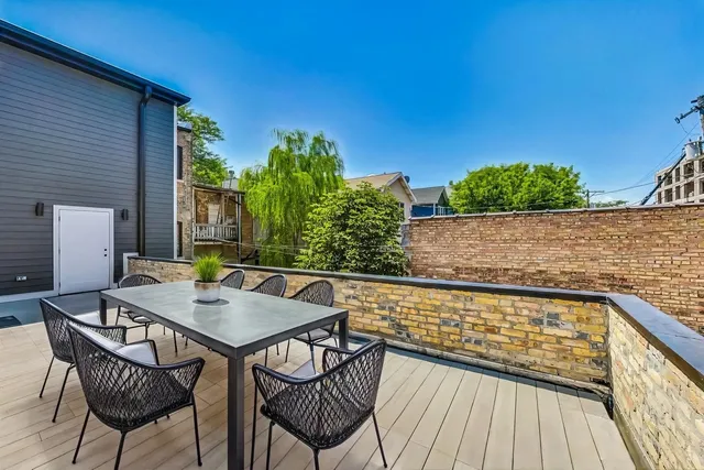 a view of an outdoor space with seating