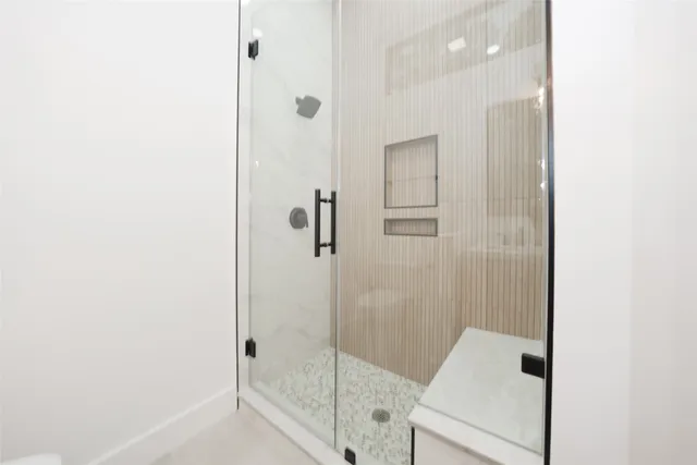 a bathroom with a shower