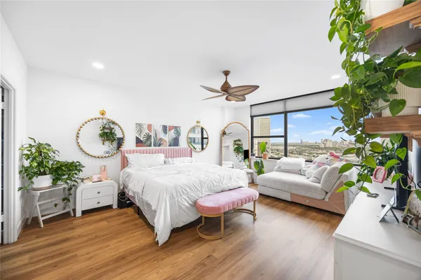 a bathroom with a sink and a glass door