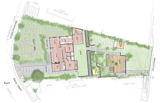 a street view with tall buildings