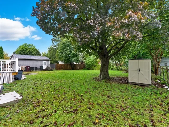 a view of green field with trees in the background