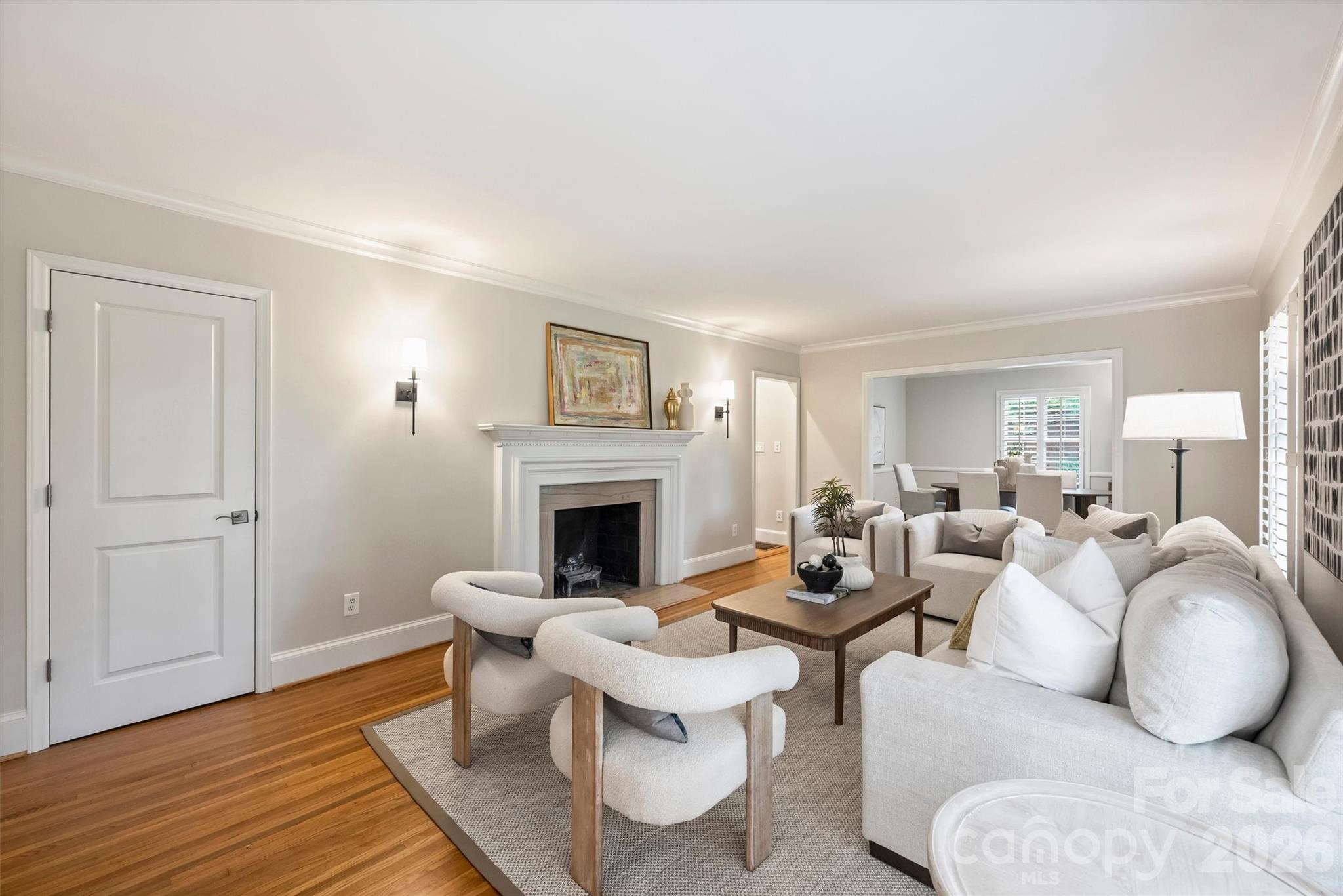5519 Robinhood Road Charlotte, NC 28211 - Photo 5 of 46 a living room with furniture and a fireplace