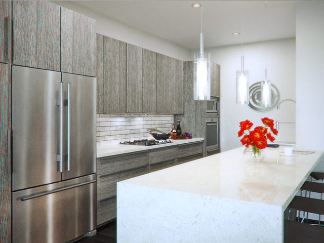 236 South Racine Avenue, Unit 401 Chicago, IL 60607 - Photo 3 of 8 a kitchen with stainless steel appliances granite countertop a refrigerator and a stove