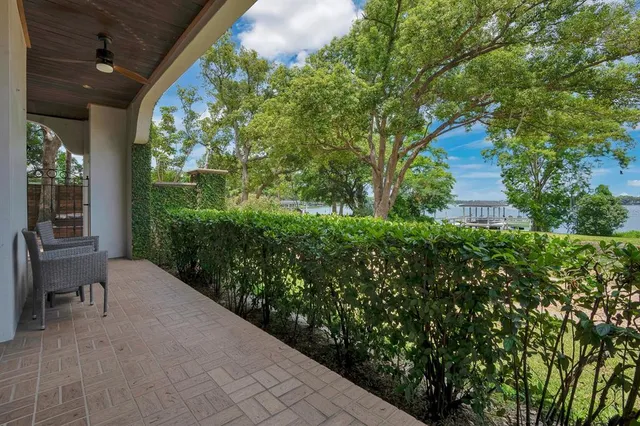 a view of a balcony with lake view