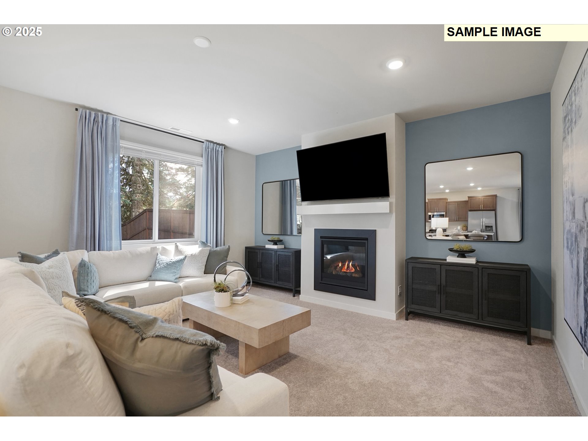 33370 Southwest Rokin Way Scappoose, OR 97056 - Photo 8 of 32 a living room with furniture a fireplace and a flat screen tv