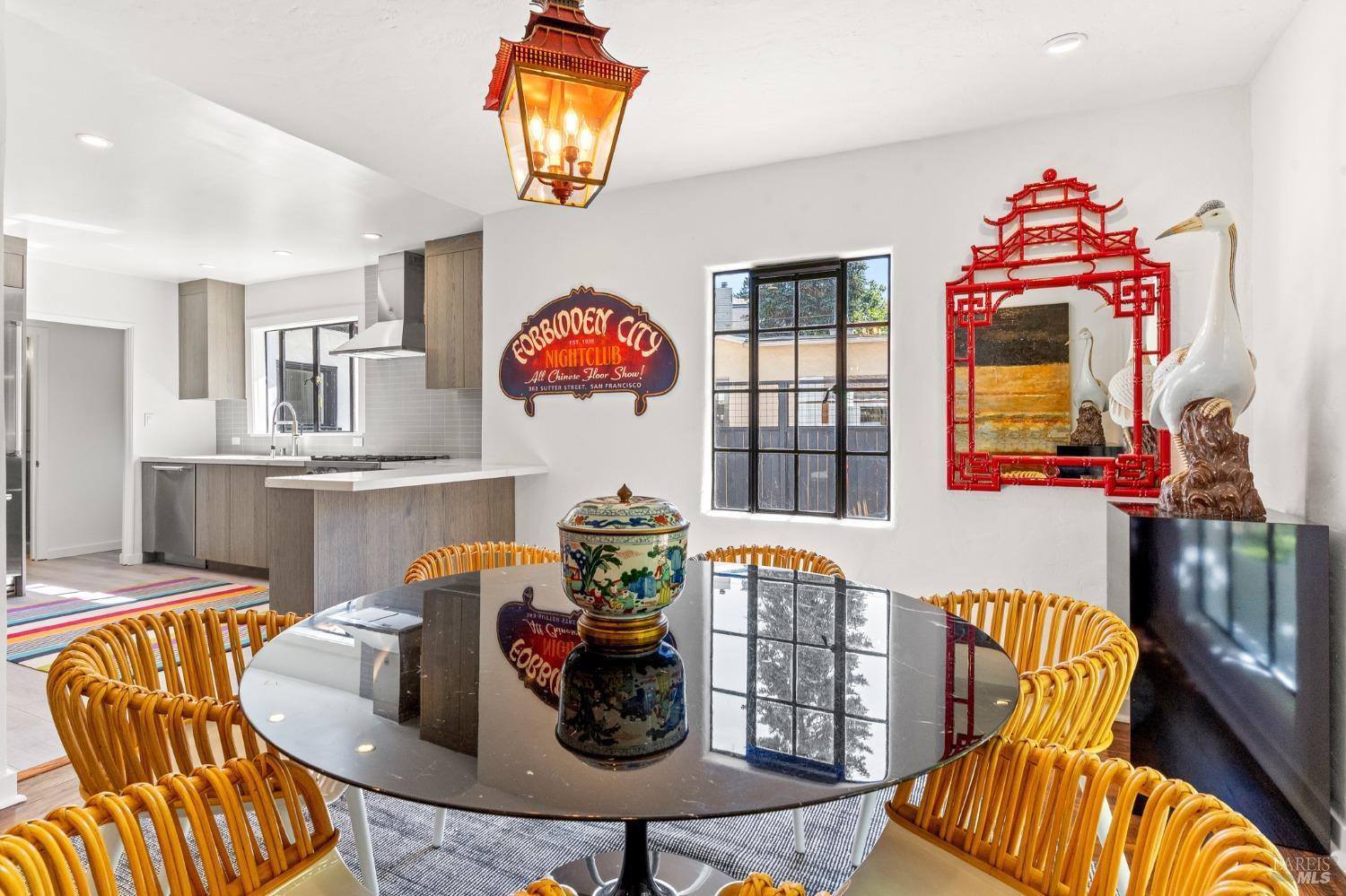 93 Cascade Drive Fairfax, CA 94930 - Photo 32 of 61 a living room with furniture and a chandelier