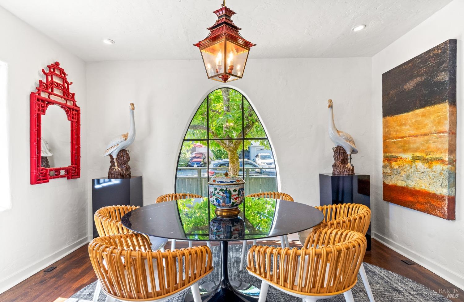 93 Cascade Drive Fairfax, CA 94930 - Photo 34 of 61 a dining room with furniture a livingroom and chandelier