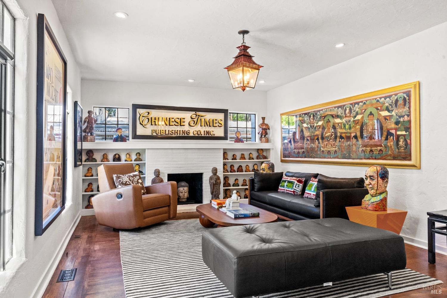 93 Cascade Drive Fairfax, CA 94930 - Photo 7 of 61 a living room with furniture and a fireplace