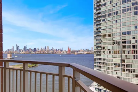 a view of a city from a balcony