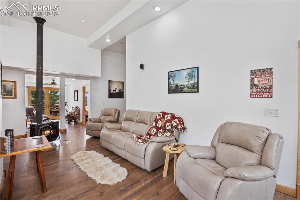 437 Langnis Road Guffey, CO 80820 - Photo 15 of 33 A spacious family room to enjoy the fire!