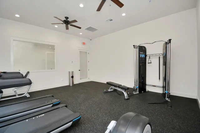 a room with gym equipment