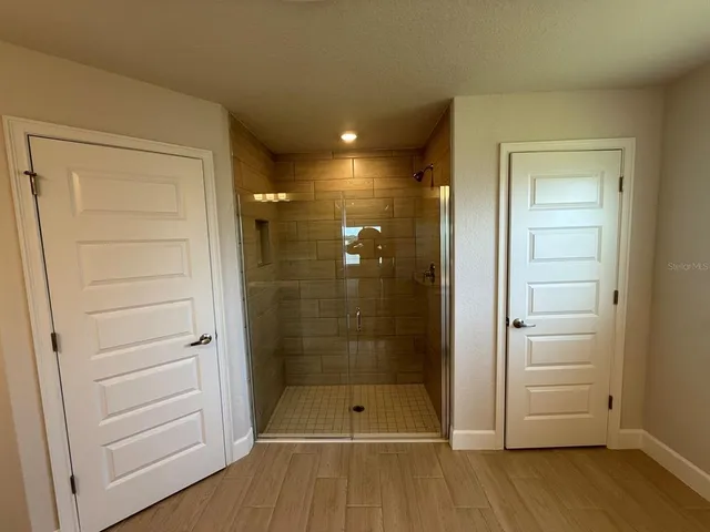 a bathroom with a shower