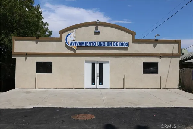 a front view of a building